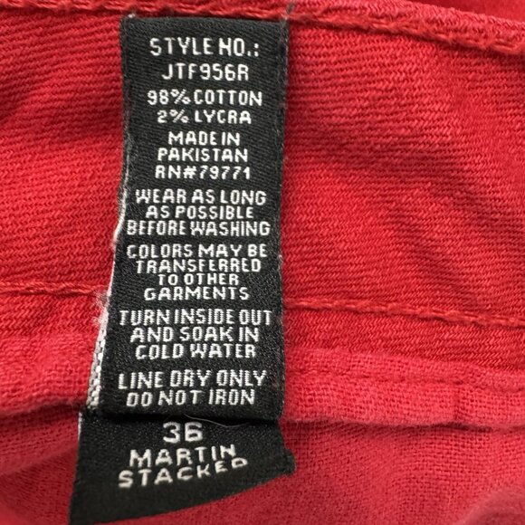 Jordan Craig Mens Martin Stacked Jeans 36 Red Distressed Stretch Skinny Frayed - Picture 13 of 14